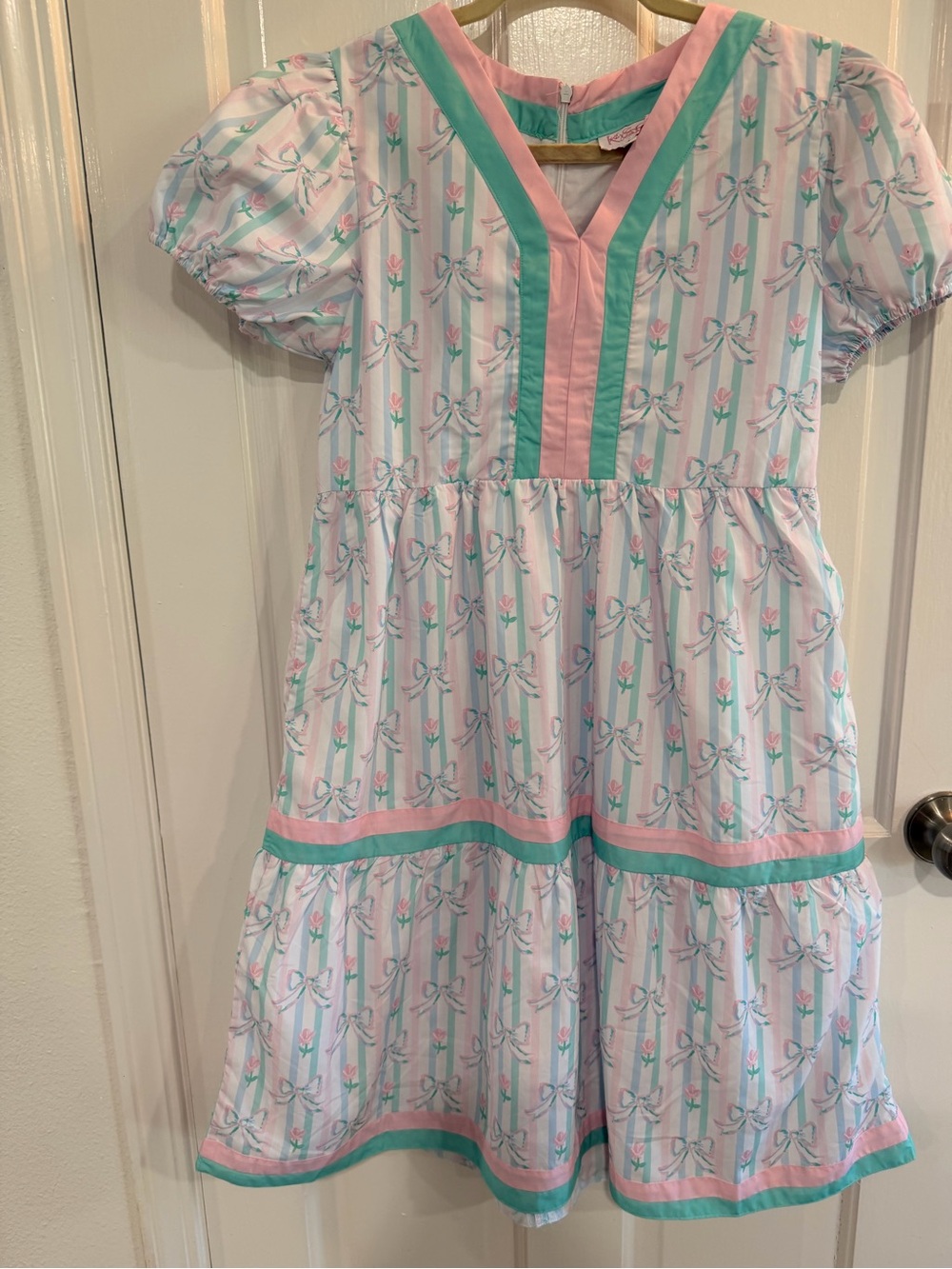 Pink & Mint Striped Midi Dress